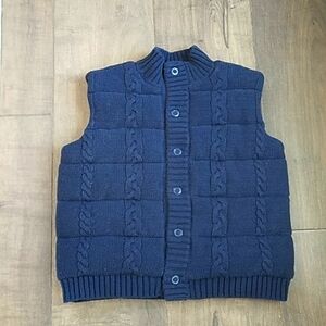 JANIE & JACK NAVY QUILTED CABLE KNIT SWEATER VEST BOYS 3/4